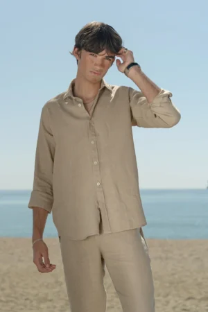 19 Camisa Puro Lino Premium Camel