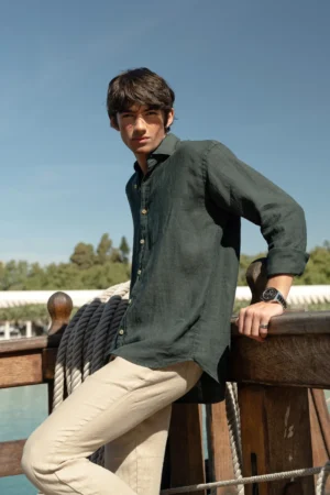 10 Camisa Puro Lino Premium Carbón