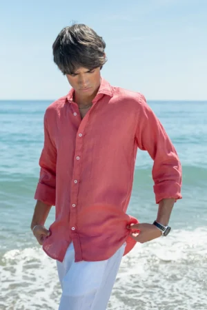 12 Camisa Puro Lino Premium Coral