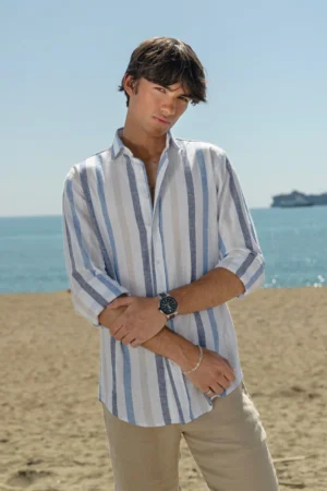 Camisa Lino Algodón Loufna Azul
