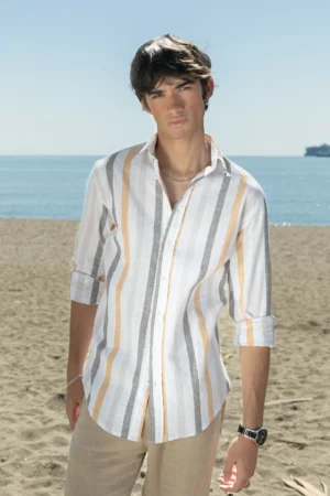 Camisa Lino Algodón Loufna Ocre
