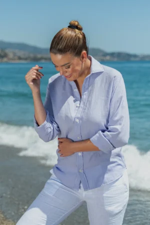 15 Camisa Puro Lino Premium Malva Mujer