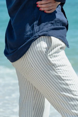 Pantalón Blanco con Rayas Finas Unisex Algodón