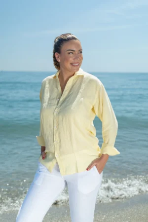 Camisa Puro Lino Premium Vainilla Mujer