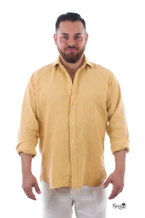 16 Camisa Puro Lino Premium Ocre